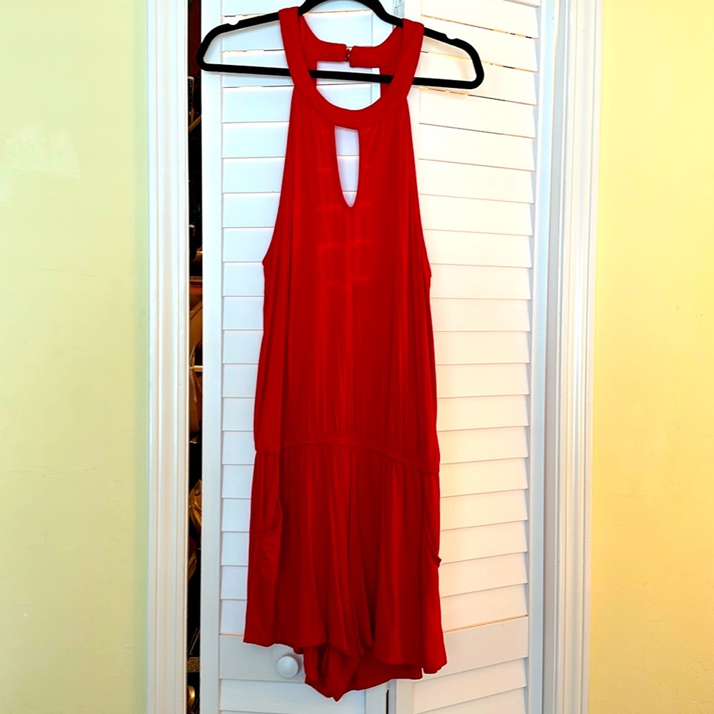 Red Romper with Pockets